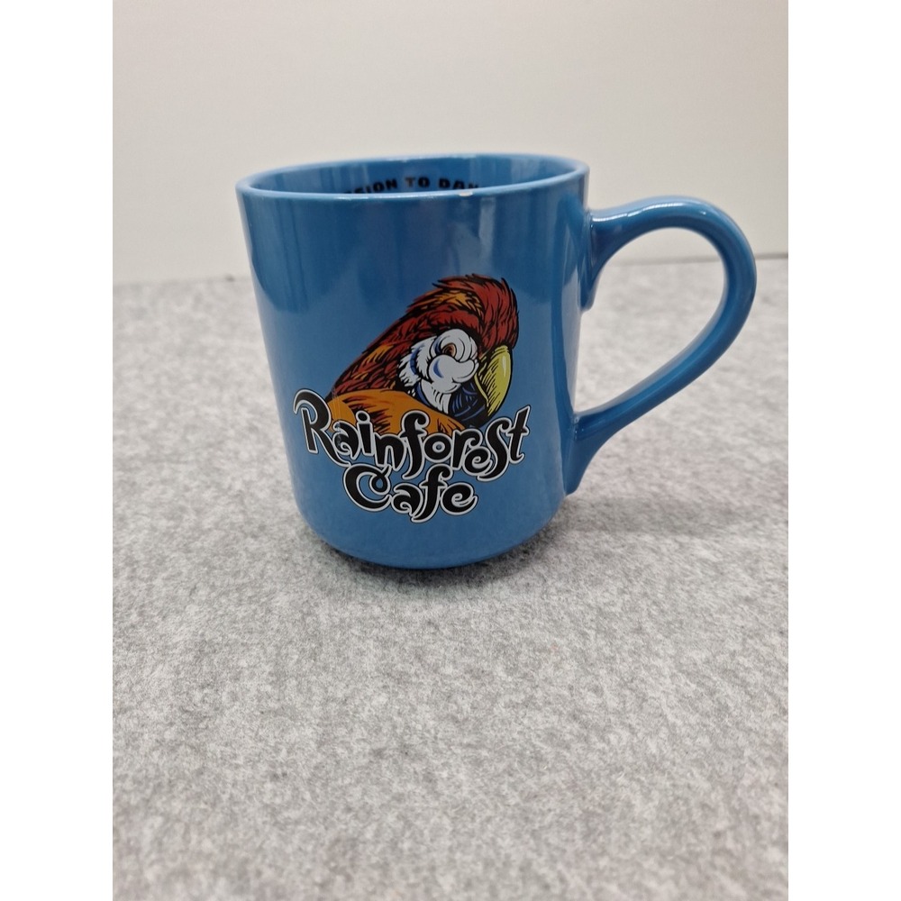 Rainforest‎ Cafe Blue Large Coffee Mug 16 oz RIO Macaw Parrot Bird  1999 Sm Chip